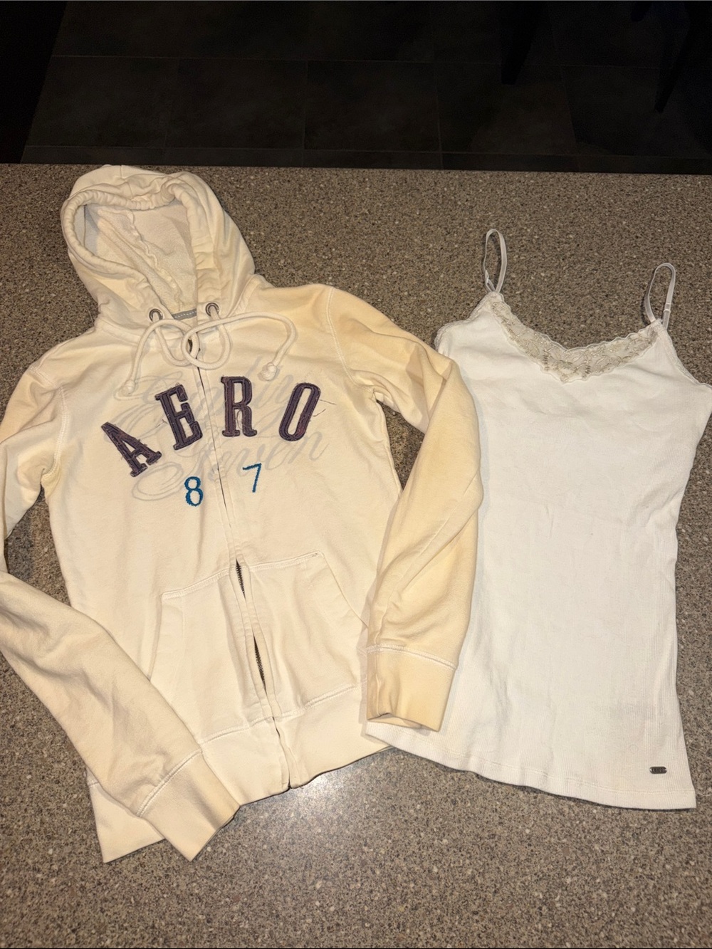 Aeropostale Zip Hoodie and Lace Babydoll Tank - Y2k vintage